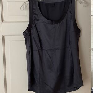 NWT BRUNELLO CUCINELLI SILK TANK TOP L DARK GREY/black